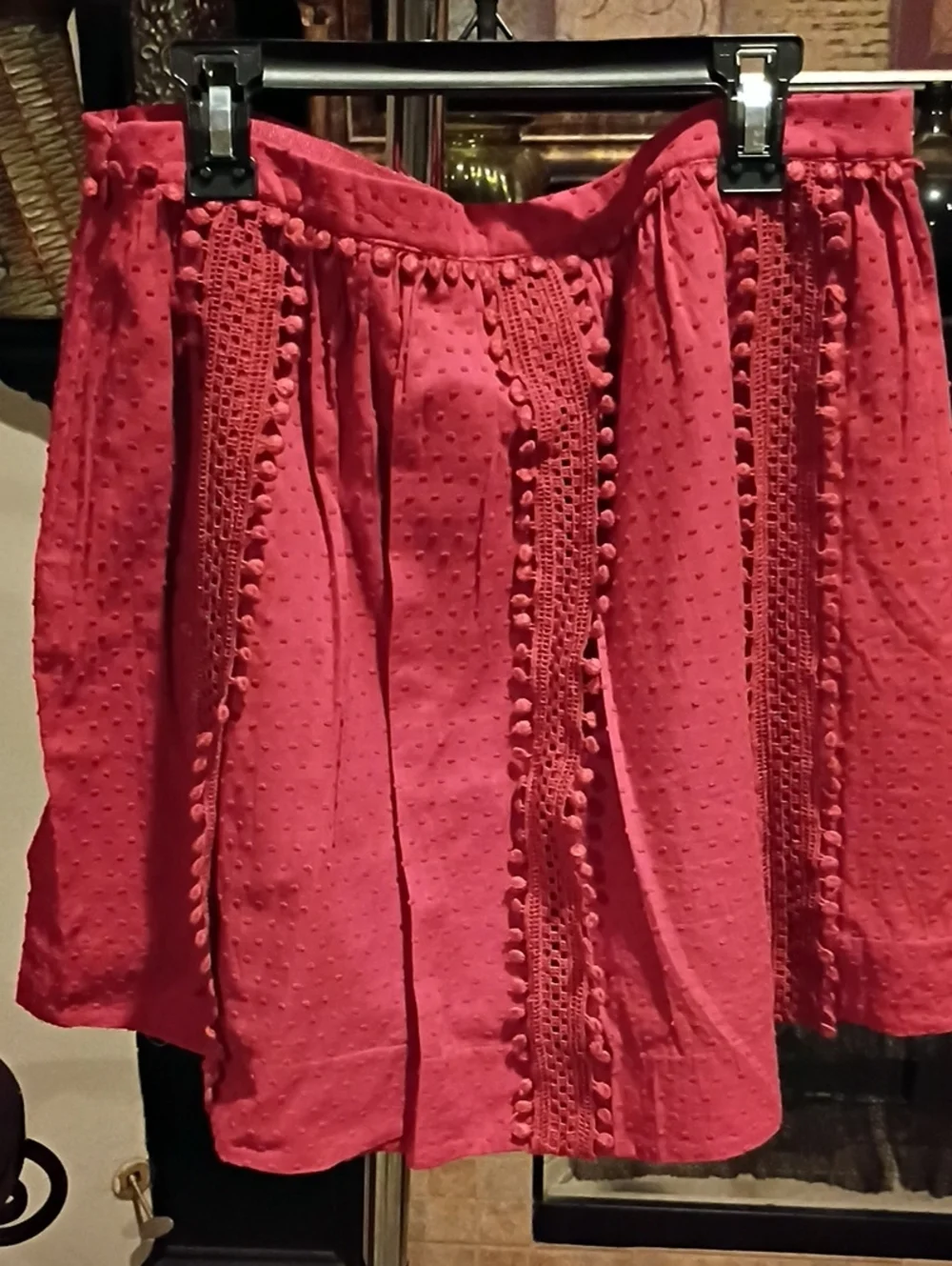 J. Crew Rust Pom-Pom Lace Skirt